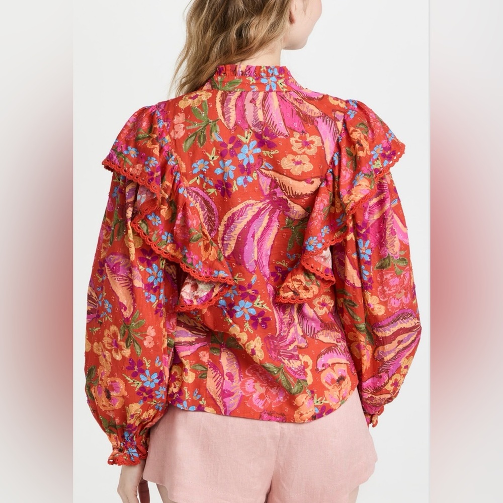 Farm Rio Red Spring Bananas Blouse NWT - Picture 4 of 11